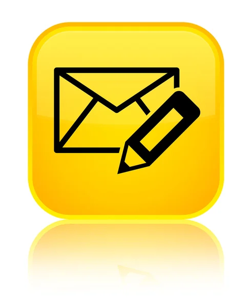 Editar ícone de e-mail brilhante botão quadrado amarelo — Fotografia de Stock