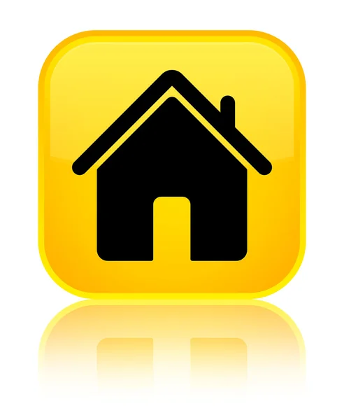 Hemsymbolen glänsande gula fyrkantiga knappen — Stockfoto