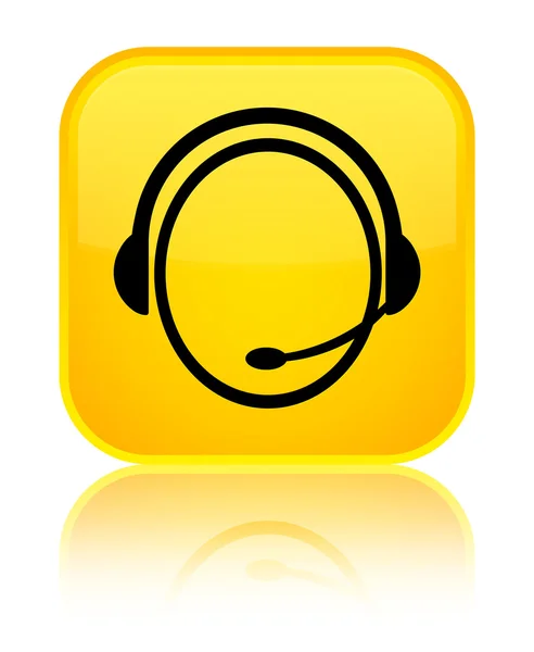 Customer care service icon shiny yellow square button — Stock Photo, Image