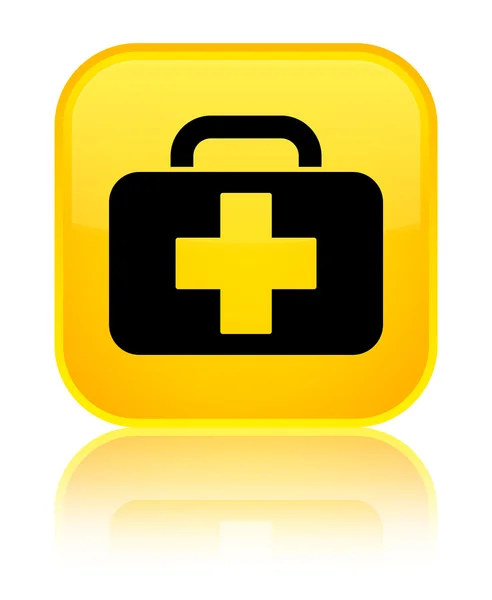 医疗袋图标闪亮的黄色方形按钮 — 图库照片