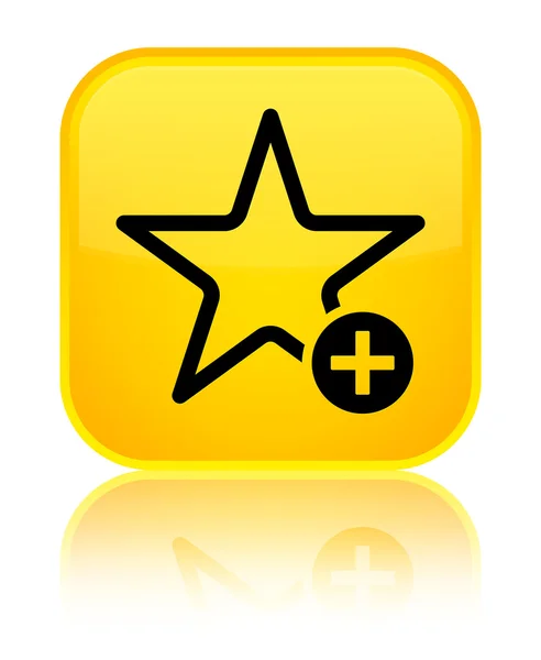 Add to favorite icon shiny yellow square button — Stock Photo, Image