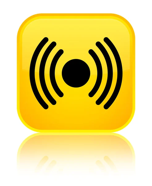 Icono de señal de red brillante botón cuadrado amarillo —  Fotos de Stock