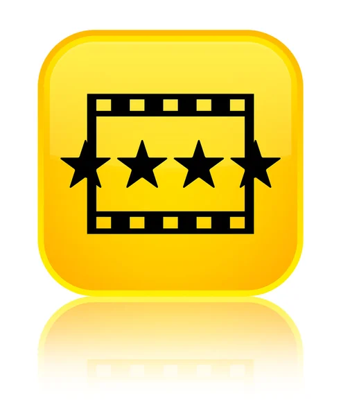 Ícone de comentários de filme brilhante botão quadrado amarelo — Fotografia de Stock