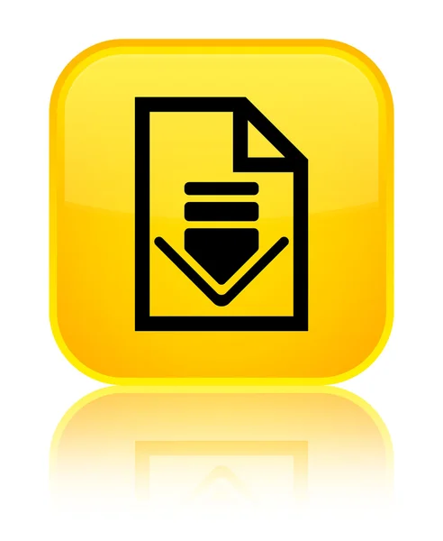 Download document icon shiny yellow square button — Stock Photo, Image