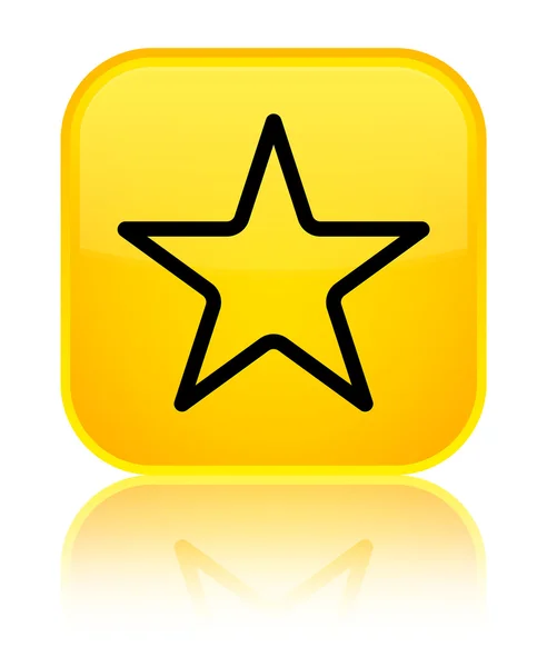 Ikonu hvězdičky lesklé žluté čtvercové tlačítko — Stock fotografie
