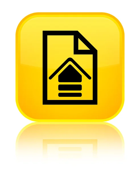 Upload document icon shiny yellow square button — Stock Photo, Image