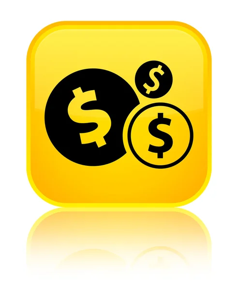 Przycisk □ żółty ikona błyszczący finanse (znak dolara) — Zdjęcie stockowe