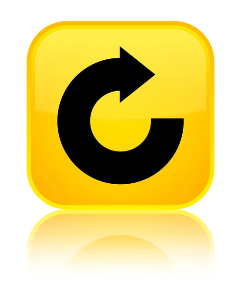 Antwoord pijl pictogram glanzend gele vierkante knop — Stockfoto