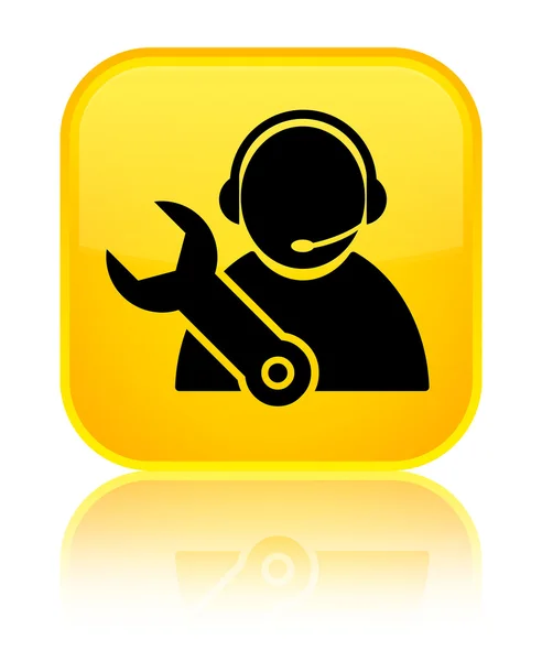 Tech ondersteuning glanzend gele vierkante knoop van het pictogram — Stockfoto