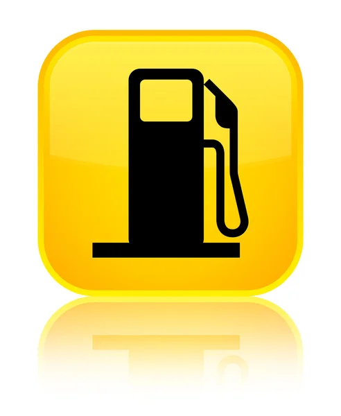 Fuel dispenser icon shiny yellow square button — Stock Photo, Image
