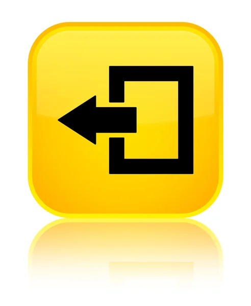 Ícone de saída botão quadrado amarelo brilhante — Fotografia de Stock