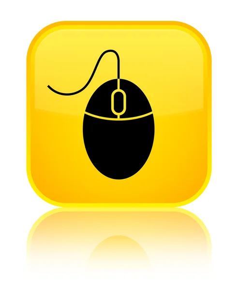Ícone do mouse botão quadrado amarelo brilhante — Fotografia de Stock