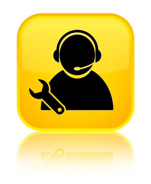 技術サポートのアイコン光沢のある黄色い四角ボタン — ストック写真