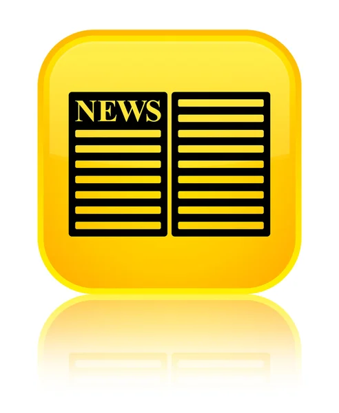 Newspaper icon shiny yellow square button