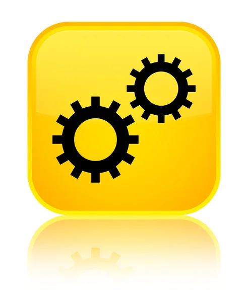 プロセス アイコン光沢のある黄色の正方形ボタン — ストック写真