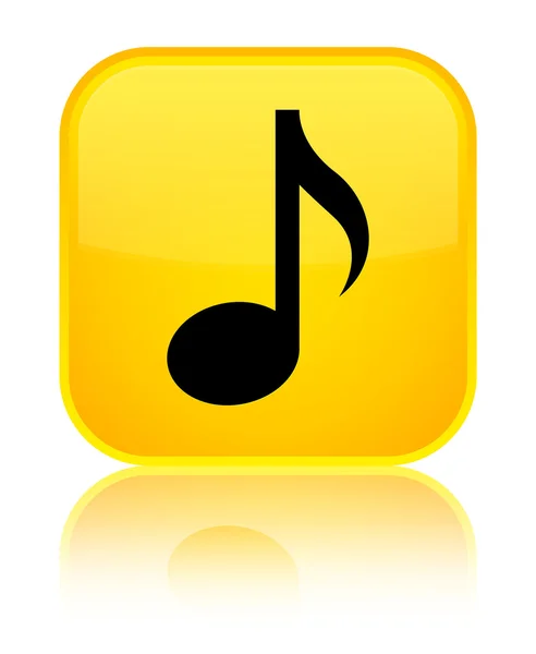 音楽アイコン光沢のある黄色の正方形ボタン — ストック写真