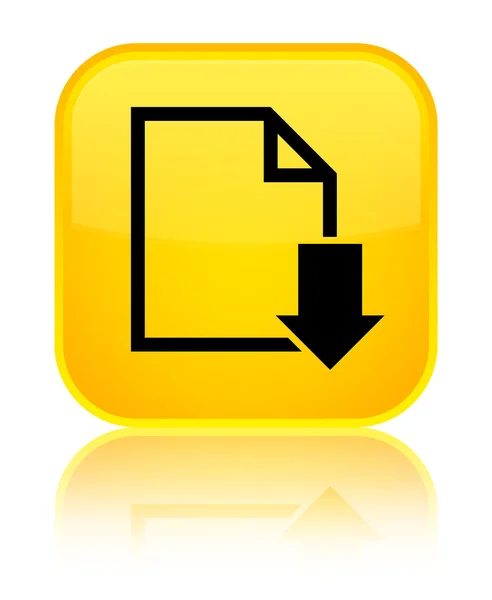 Download document icon shiny yellow square button — Stock Photo, Image