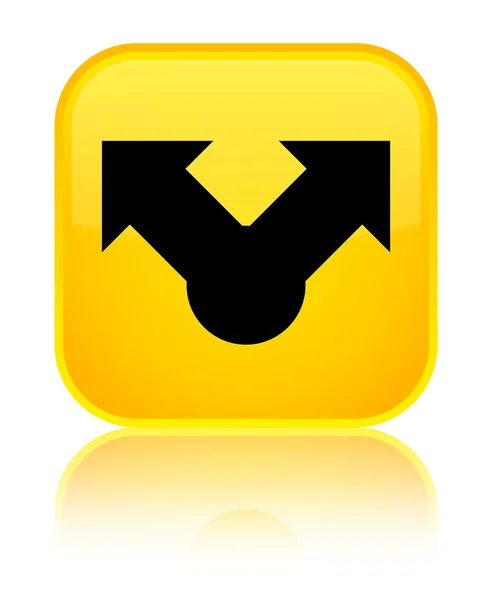Ikona lesklé žluté čtvercové tlačítko sdílet — Stock fotografie