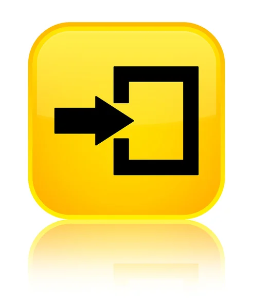 Піктограма входу блискуча жовта квадратна кнопка — стокове фото