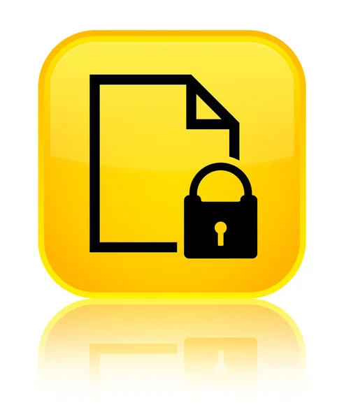 Secure document icon shiny yellow square button — Stock Photo, Image