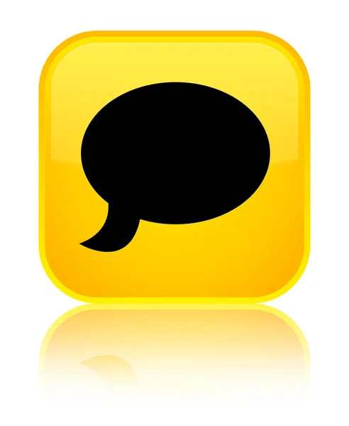 Chat ikonra fényes sárga négyzet gomb — Stock Fotó
