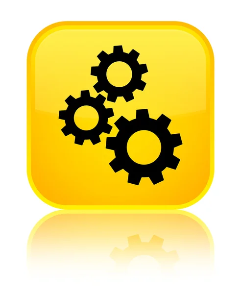 Redskap ikonen glänsande gula fyrkantiga knappen — Stockfoto