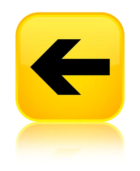 Ícone de seta traseira brilhante botão quadrado amarelo — Fotografia de Stock