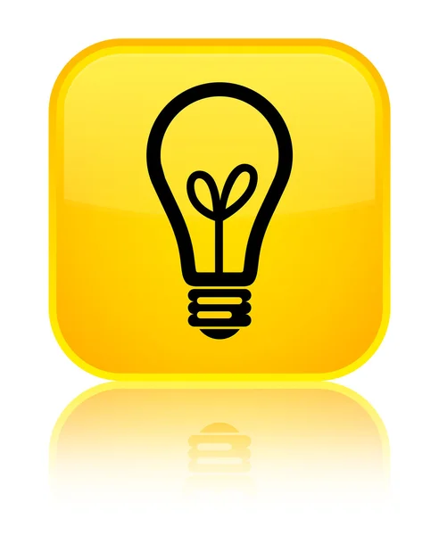Žárovka lesklé žluté čtvercové tlačítko — Stock fotografie