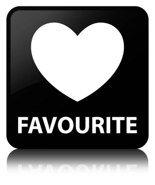 Favori (kalp simgesi) siyah kare düğme