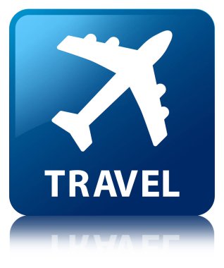 Seyahat (uçak simgesi) mavi kare düğme