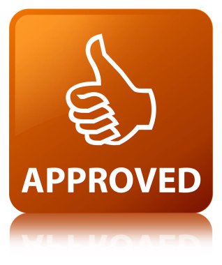 Onaylı (Yaşasın simgesi) kahverengi kare düğme