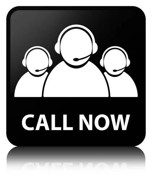 Call now (customer care team icon) black square button — Stock Photo, Image
