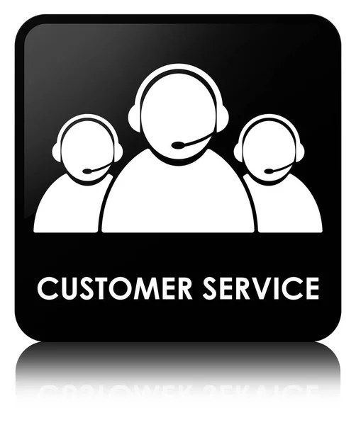Serviço ao cliente (ícone da equipe) botão quadrado preto — Fotografia de Stock
