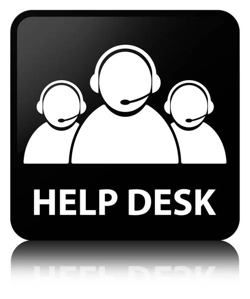 Escritorio de ayuda (icono del equipo de atención al cliente) botón cuadrado negro —  Fotos de Stock