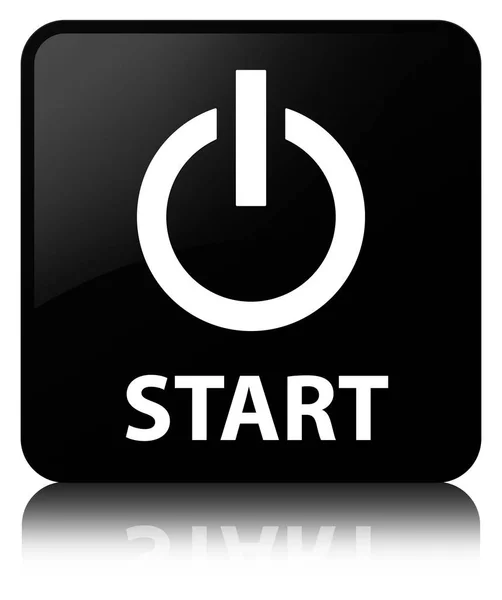 Iniciar (ícone de energia) botão quadrado preto — Fotografia de Stock
