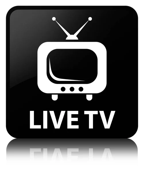 TV en vivo negro botón cuadrado —  Fotos de Stock