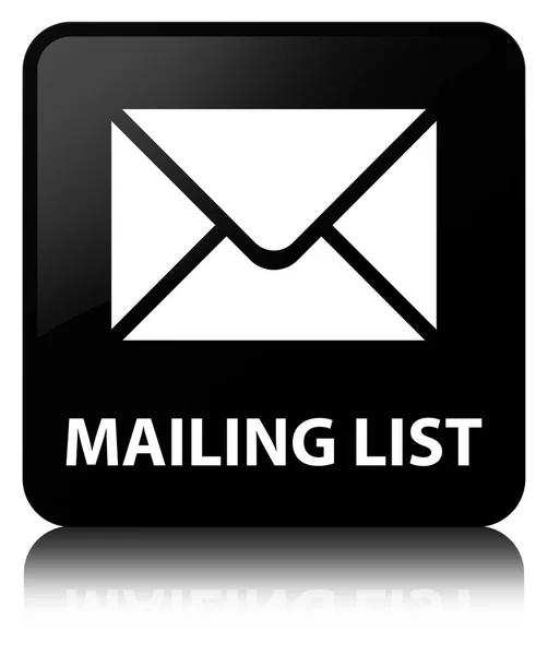 Mailing list pulsante quadrato nero — Foto Stock