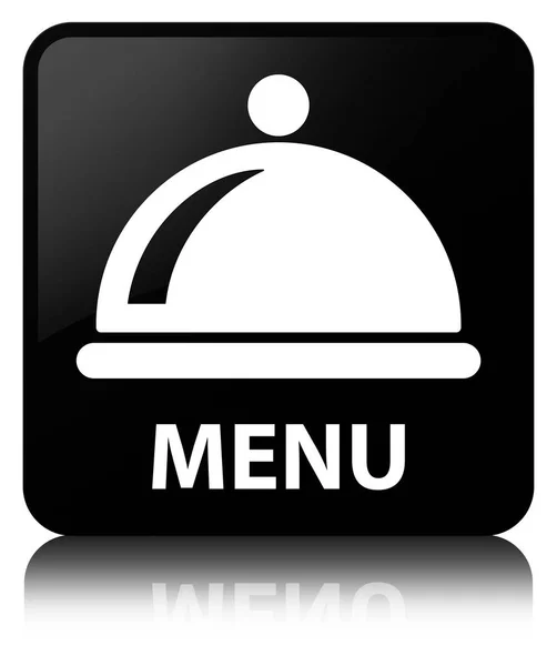 Menu (icona piatto alimentare) pulsante quadrato nero — Foto Stock