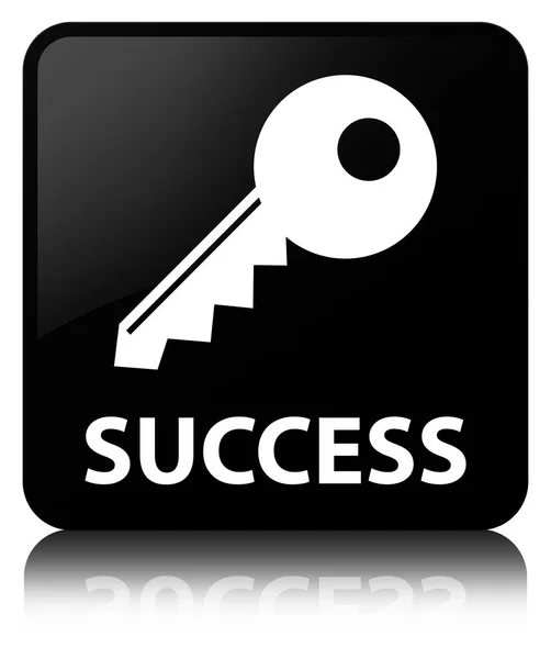 Čtvercové tlačítko úspěch (Ikona klíče) Černá — Stock fotografie