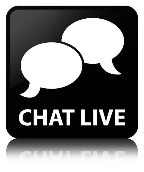 Chat live zwarte vierkante knop — Stockfoto