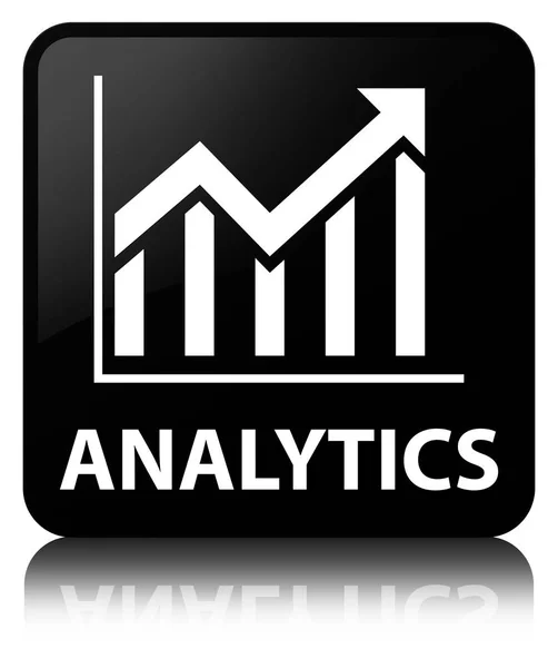 Аналітика (піктограма статистики) чорна квадратна кнопка — стокове фото