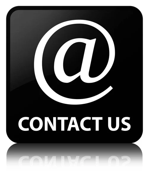 Contacte-nos (ícone de endereço de e-mail) botão quadrado preto — Fotografia de Stock
