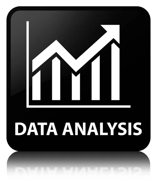 Analisis data (ikon statistik) tombol persegi hitam — Stok Foto