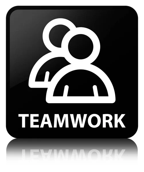 Teamwork (group icon) black square button — Stock Photo, Image
