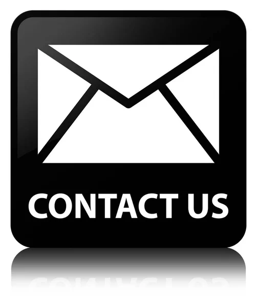 Contattaci (icona e-mail) pulsante quadrato nero — Foto Stock