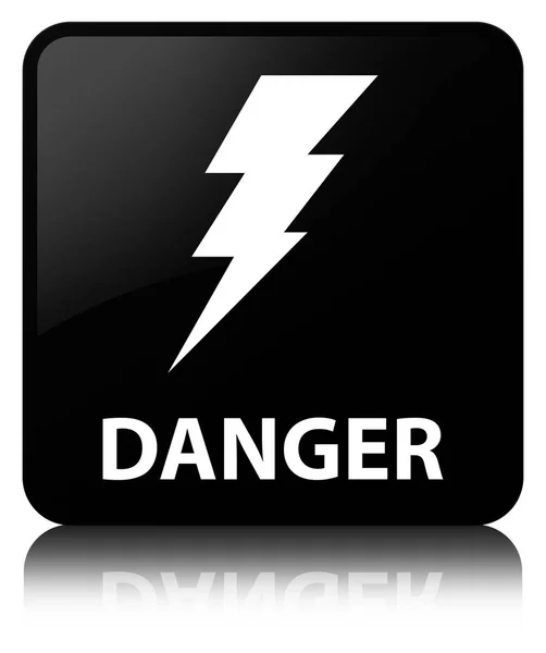 Tehlike (elektrik simgesi) siyah kare düğme — Stok fotoğraf