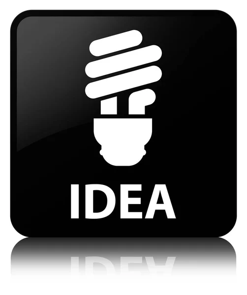 Pomysł (żarówka ikona) czarny przycisk kwadratowy — Zdjęcie stockowe