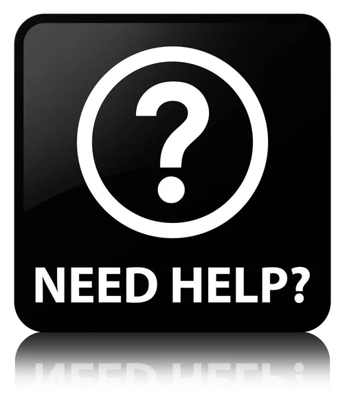 Need help (question icon) black square button — Stock Photo, Image