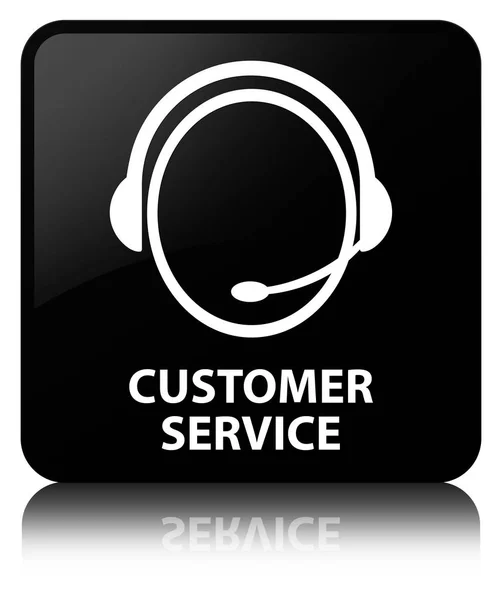 Serviço ao cliente (ícone de atendimento ao cliente) botão quadrado preto — Fotografia de Stock