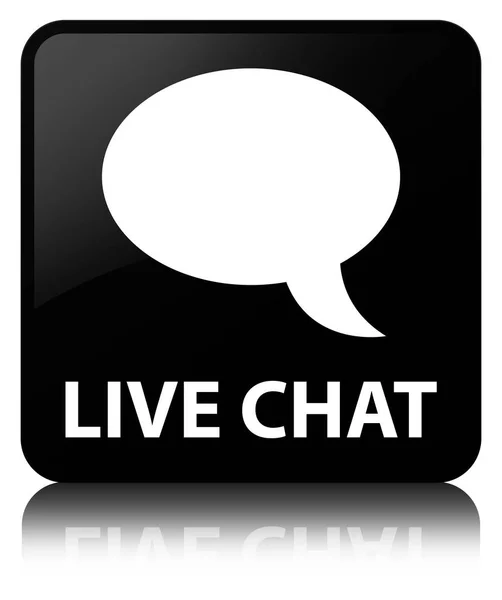 Chat en vivo negro botón cuadrado — Foto de Stock